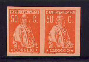1912 - Afinsa nº 219. Ceres. Provas não denteadas de 50c EM PAR. Em boas condições.