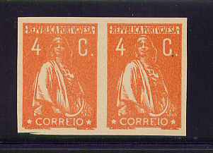 1926 - Afinsa nº 383. Ceres, novas cores. Provas não denteadas de 4c EM PAR. Em boas condições.
