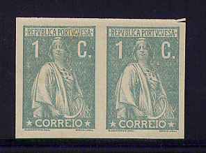 1912 - Afinsa nº 208. Ceres. Provas não denteadas de 1c EM PAR. Em boas condições.