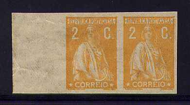 1917 - Afinsa nº 223. Ceres, novas taxas e cores. Provas não denteadas de 2c EM PAR. Ligeiros vincos mas em boas condições.