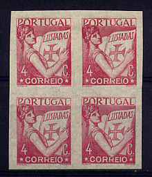 1931 - Afinsa nº 513. Lusiadas. PROVAS não denteadas de 4c EM QUADRA. Cor não aprovada. Em boas condições.