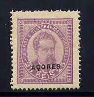 1884 - Afinsa nº 55. Reimpressão de 1905. D. Luis I. Fita direita, 25 reis com goma original. Em boas condições.