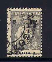 1913 - Afinsa nº 258. Ceres. Selo de 3 reis usado. Papel liso. TAXA E LEGENDA UM POUCO DESLOCADAS. Em boas condições.