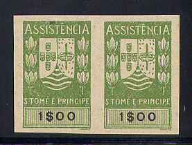 1958 - Imposto Postal nº 20. PROVAS NÃO DENTEADAS de 1$00 EM PAR. Em boas condições.