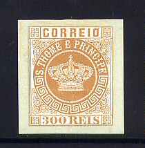 1870 - Afinsa nº 9. Tipo Coroa. PROVA NÃO DENTEADA de 300 reis. Ligeiros pontos deferrugem no verso como usual. (ver imagem)