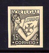 1931 - Afinsa nº 517. Lusiadas. PROVA não denteada de 15c. COR PRETA. Com goma e charneira. Em boas condições.