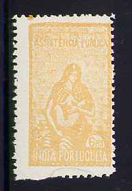 1948 - Imposto Postal nº11. Assistência Pública. Selo de 6r novo com charneira (*) e goma original. DENTEADO INFERIOR INCOMPLETO e IMPRESSÃO COM ERROS. Em boas condições.