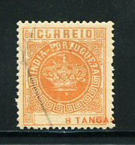 1882 - Afinsa nº 121. Coroa, valores em moeda local. Selo de 8T ANULADO pelos serviços dos correios. Tipo I, denteado 12 1/2. TAXA DESLOCADA. Em boas condições.