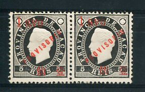 1894 - Afinsa nº 60. D. Luis I com sobrecarga PROVISORIO e sobretaxa. Selos de 1a/5r EM PAR. Novos sem goma como emitidos. Em boas condições.