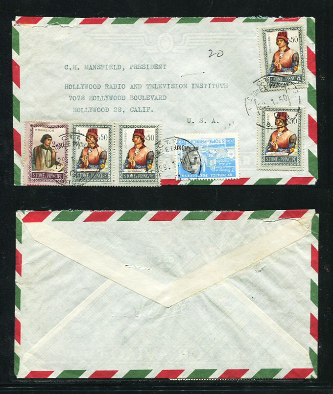 1960 - Carta de São Tomé para Hollywood, EUA. Em boas condições.