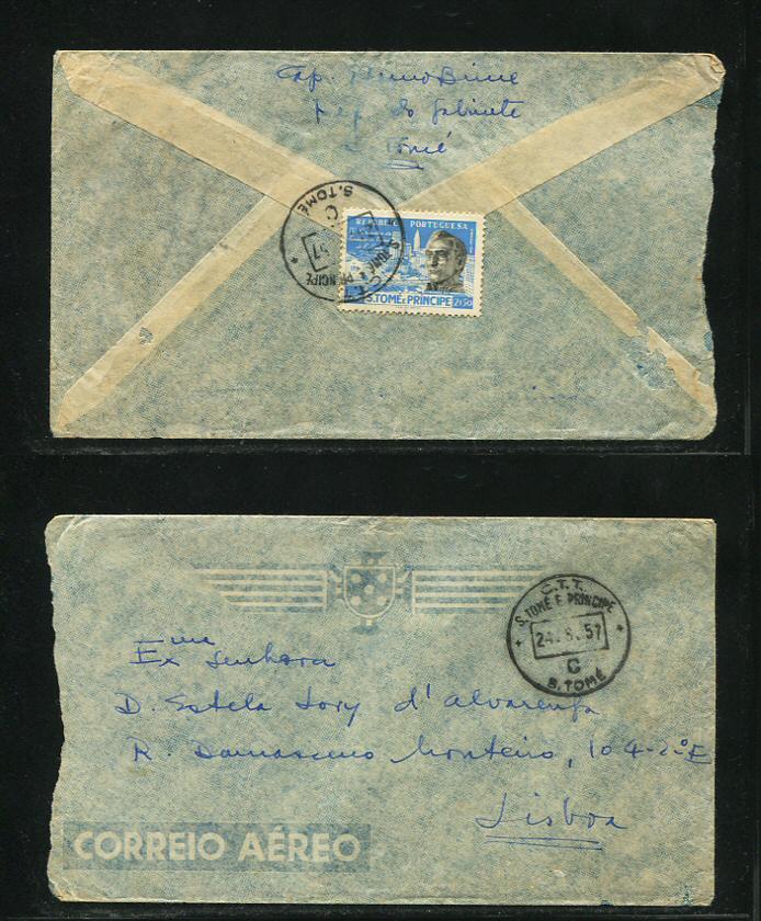 1957 - Carta de São Tomé para Portugal. Em boas condições.