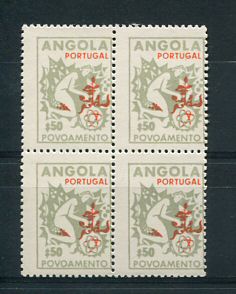 1972 - Imposto Postal nº 21. Selos de 0$50 EM QUADRA. Novos sem goma como emitidos. DENTEADO DESLOCADO. Em boas condições.