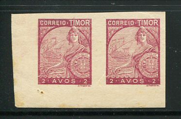 1934 - Afinsa nº 208. Padrões. PROVAS não denteadas do selo de 2 avos. EM PAR com goma original. Em boas condições.