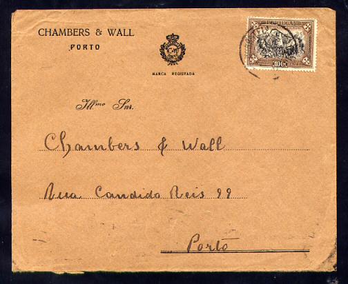 1928 - Carta para o Porto. Selo da Independência - 3ª Emissão, 40c, Afinsa n. 444.