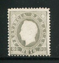 1888 - Afinsa nº 38. D. Luis I. Selo de 80 reis novo sem goma como emitido. Denteado 12 1/2. Em boas condições.