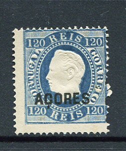1871 - Afinsa nº 23. Reimpressão de 1905. SEM GOMA. D. Luis I. Fita direita, 120 reis. Denteado irregular, mas em boas condições.