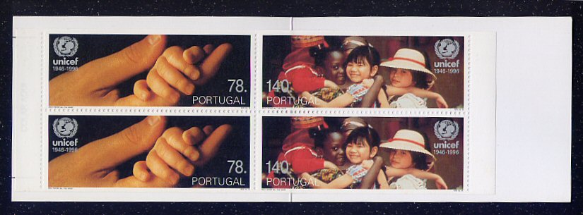 1996 - Caderneta Afinsa nº 102 - 2332A/B/33A/B. BAIXO CUSTO. UNICEF. 4 selos novos sem charneira. Em boas condições.