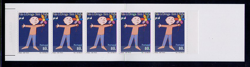 1997 - Caderneta Afinsa nº 105 - 2398A. BAIXO CUSTO. Não à Droga. 5 selos novos sem charneira. Em boas condições.