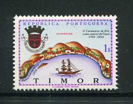 1969 - Afinsa nº 351. 2º Centenário de Dili. Selo 1$00 novo SEM CHARNEIRA (**) e com goma original. Em boas condições.