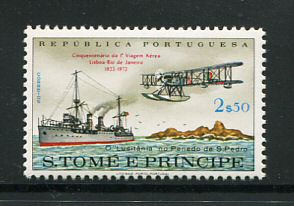 1972 - Afinsa nº 405. 1ª Viagem Aérea Lisboa-Rio de Janeiro. Selo de 2$50 novo SEM CHARNEIRA (**) e com goma original. Em boas condições.