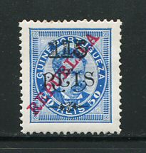 1915 - Afinsa nº 160. D. Luis I com sobretaxa e sobrecarga REPUBLICA. Selo de 115r/50r novo com charneira (*) e goma original. Em boas condições.