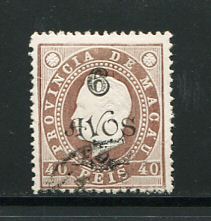 1902 - Afinsa nº 104. D. Luis I com sobretaxa. Selo de 6a/40r usado. Denteado 13 1/2. Em boas condições.