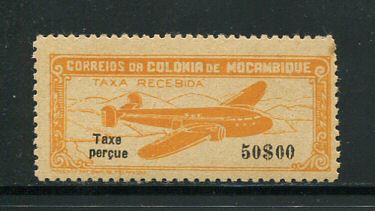 1947 - Correio Aéreo. Afinsa nº 23. Avião com legenda ''Taxe Perçue''. Selo de 50$00 novo SEM CHARNEIRA (**) e com goma. SELO FALSO. Em boas condições.