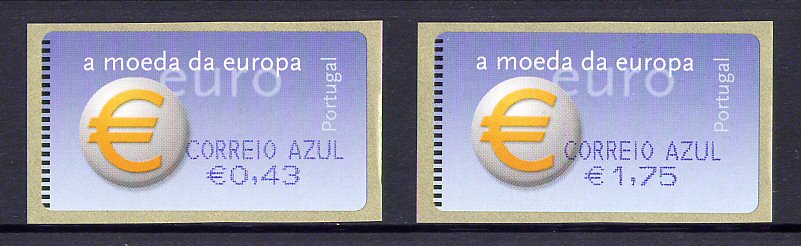 2002 - #23B-CA - Simbolo do Euro. SMD. CORREIO AZUL - Série de Etiquetas Afinsa n.º 23B. Nova. Autoadesiva. Em boas condições.