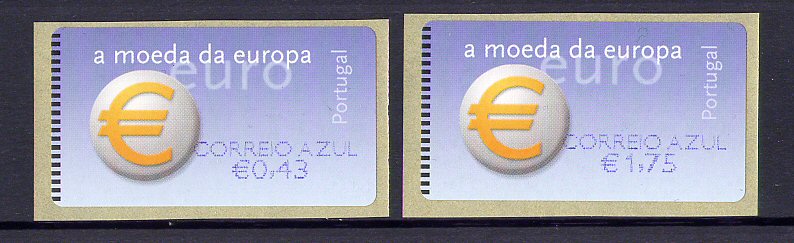 2002 - #23C-CA - Simbolo do Euro. EPOST. CORREIO AZUL - Série de Etiquetas Afinsa n.º 23C. Nova. Autoadesiva. Em boas condições.