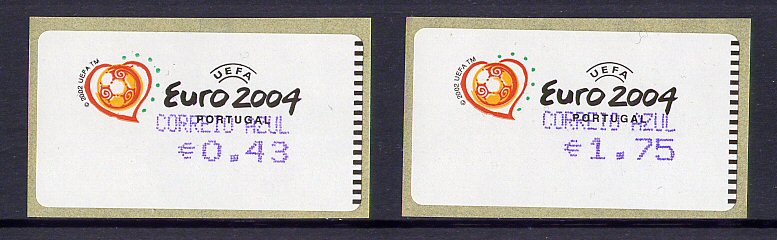 2003 - #25- CA - Euro 2004. AMIEL - Com PONTO. CORREIO AZUL - Série de Etiquetas Afinsa n.º 25. Nova. Autoadesiva. Em boas condições.