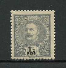 1903 - Afinsa nº 186. D. Carlos I. Selo de 1 1/2r novo com charneira (*) e goma original. ARDÓSIA. Em boas condições.