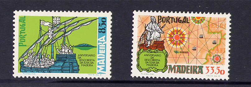 1981 - Afinsa nº 1526/27. BAIXO CUSTO. Descoberta da Ilha da Madeira. Série nova sem charneira. Goma Original. Em boas condições.
