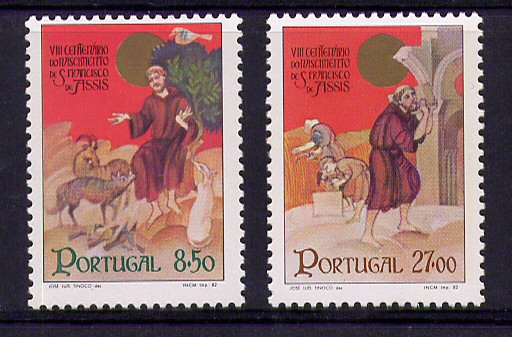 1982 - Afinsa nº 1553/4. BAIXO CUSTO. S. Francisco de Assis. Série nova sem charneira. Goma Original. Em boas condições.