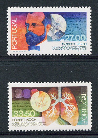 1982 - Afinsa nº 1580/1. BAIXO CUSTO. Vacina da Tuberculose. Série nova sem charneira. Goma Original. Em boas condições.