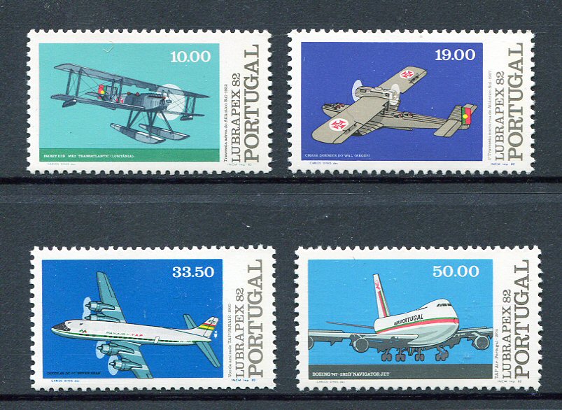 1982 - Afinsa nº 1588/91. BAIXO CUSTO. Aviões. Série nova sem charneira. Goma Original. Em boas condições.