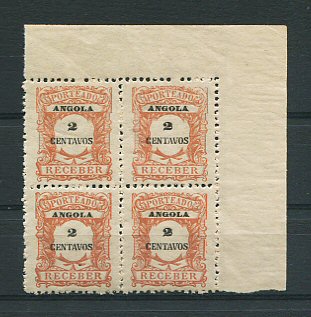 1921 - Porteado nº 23. Selos de 2c novos sem charneira (**) e com goma original. EM QUADRA. Papel liso. Em boas condições.