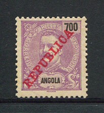 1911 - Afinsa nº102. D. Carlos I. Selo de 700r novo sem goma. Em boas condições.