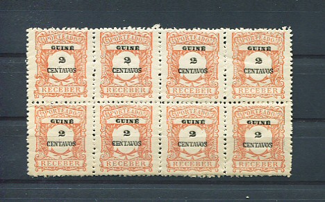 1921 - Porteado. Afinsa nº 31. Emissão regular. Selos de 2c novos sem charneira (**) e com goma original. EM BLOCO DE 6. Papel liso. Em boas condições.