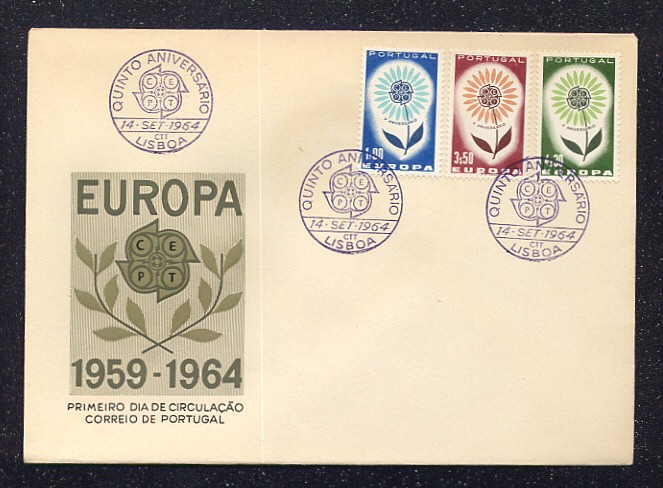 1964 - FDC Afinsa nº 934/6. EUROPA. Em boas condições.