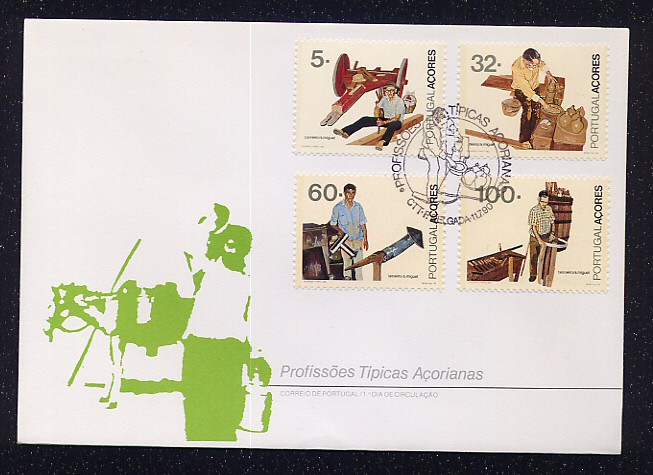 1990 - FDC Afinsa 1953/6. Profissões dos Açores. Em boas condições.