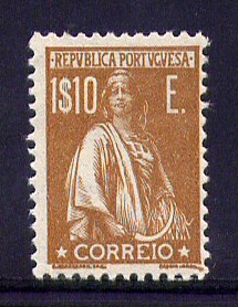 1920 - Afinsa nº 249. Ceres 1E10. Novo com charneira (*). Papel liso, denteado 12x11 1/2. Em boas condições.