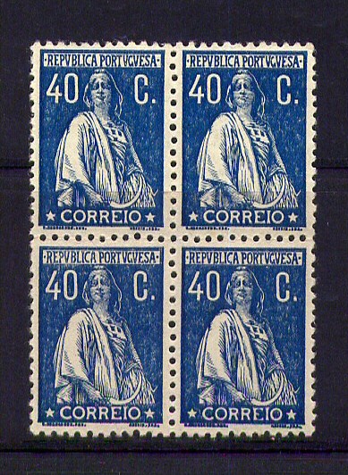1923 - Afinsa nº 256. Ceres 40c. Quadra de selos novos sem charneira (**). Em boas condições.