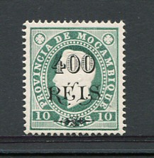 1902 - Afinsa nº 75. D. Luis I com sobretaxa. Reimpressão de 1905. 400r/10r com charneira (*) e goma original. Em boas condições.