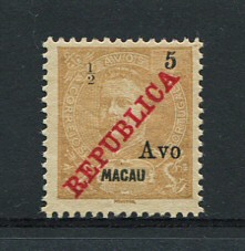 1913 - Afinsa nº 198. D. Carlos I com sobretaxa. Selo de 1/2a/5a novo sem goma. Em boas condições.