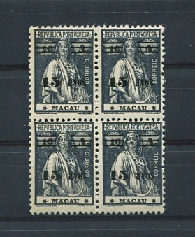 1931 - Afinsa nº 266. Ceres com sobretaxa. Selos de 15a/16a EM QUADRA. Novos SEM CHARNEIRA (**) e com goma original. Todos os selos com estrelas III-IV (posição normal). Em boas condições.