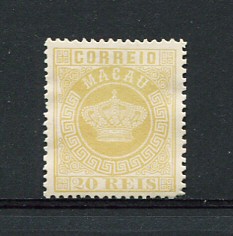 1884 - Afinsa nº 3. Tipo Coroa. Reimpressão de 1885. 20 reis sem goma como emitido. Em boas condições.
