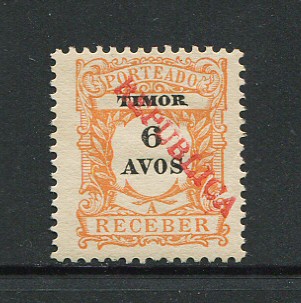 1913 - Porteado. Afinsa nº 24. Porteado com sobrecarga local REPUBLICA. Selo de 6a novo sem goma como emitido. Em boas condições.