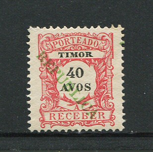 1913 - Porteado. Afinsa nº 28. Porteado com sobrecarga local REPUBLICA. Selo de 40a novo sem goma como emitido. Em boas condições.