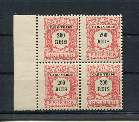 1904 - Porteado. Afinsa nº 9. Emissão regular. Selos de 20r EM QUADRA. Novos sem charneira (**) e com goma original. Em boas condições.