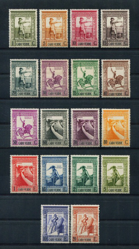 1938 - Afinsa nº 218/235. Império Colonial Português. Série completa nova, COM CHARNEIRA (*) e goma original. Em boas condições.